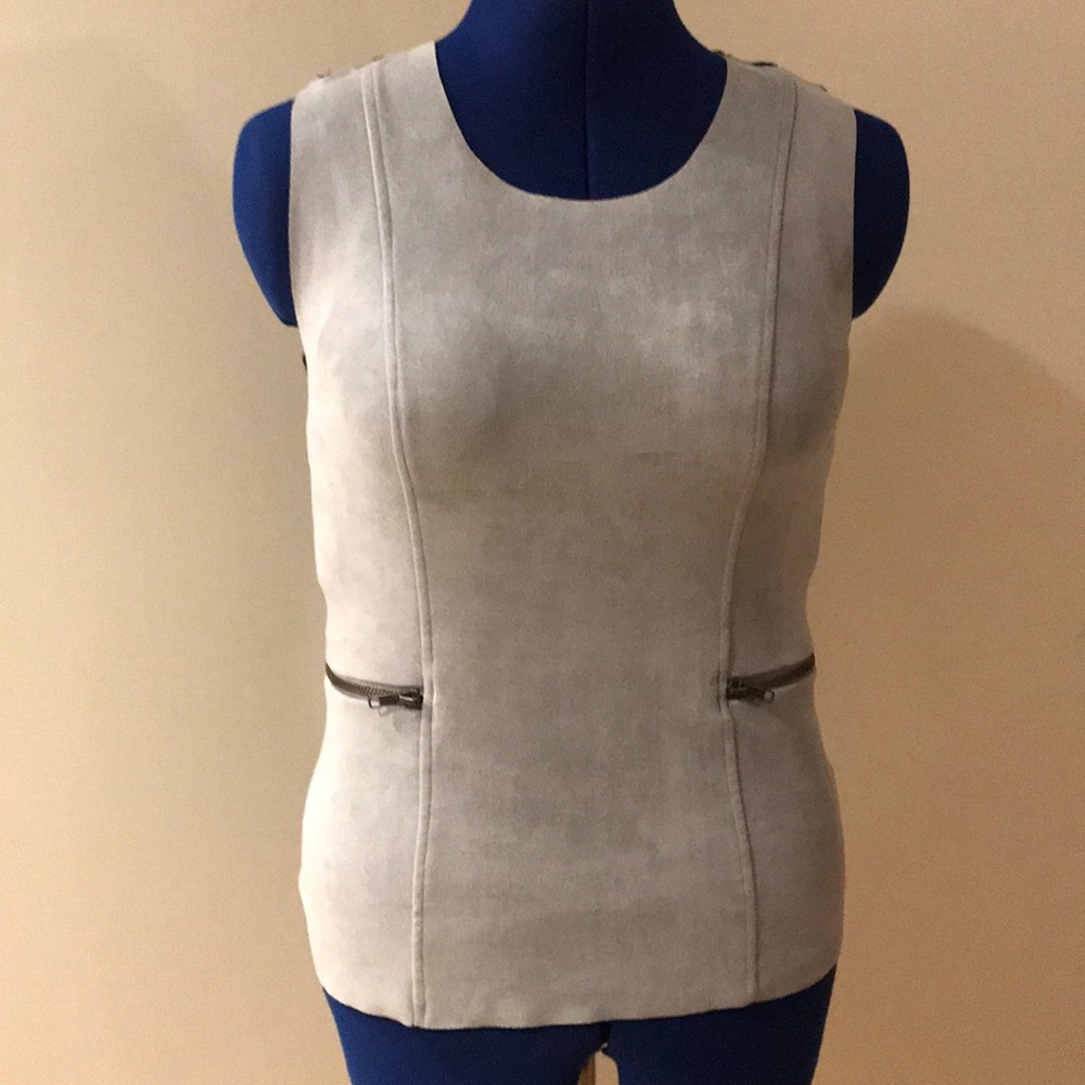 Drew Vegan Suede Side Zip Top-see size comments